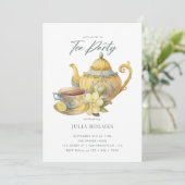 Lemon Floral | Teacup Tee Party Einladung (Stehend Vorderseite)