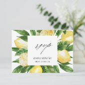 Lemon Floral w Meal RSVP Karte (Stehend Vorderseite)