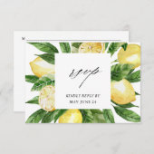 Lemon Floral w Meal RSVP Karte (Vorne/Hinten)