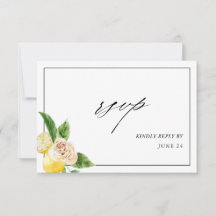 Lemon Floral w Meal RSVP Karte 2