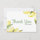 Lemon Floral Watercolor Danke Karte (Vorderseite)