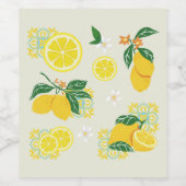Lemon Floral Weinetikett (Einzelnes Label)