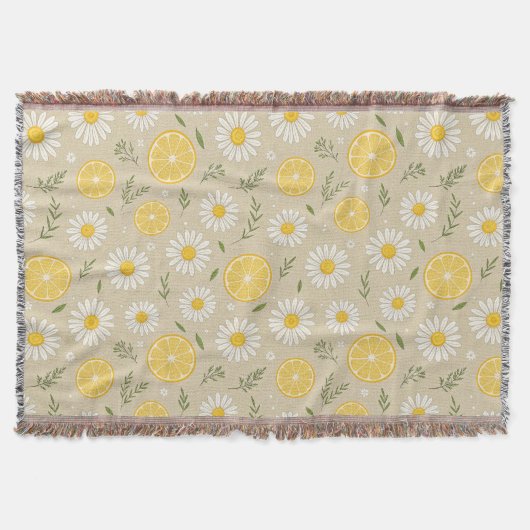 Lemon Floral weiß daisy Muster Decke (Vorderseite)