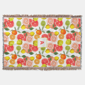 Lemon  Floral white daisy Pattern monogram Decke