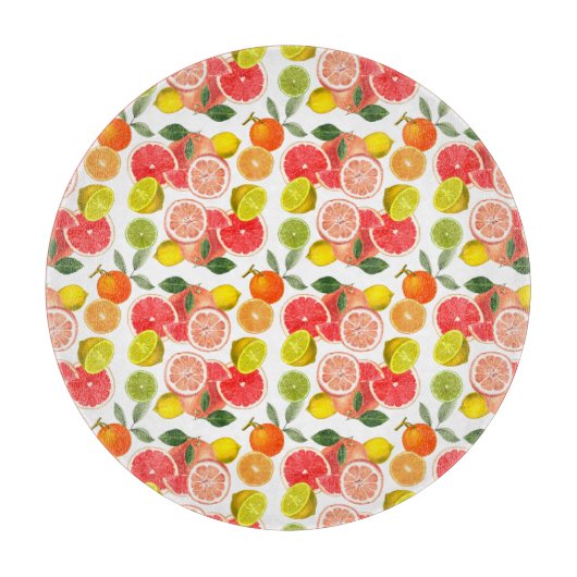 Lemon  Floral white daisy Pattern  Schneidebrett (Vorderseite)