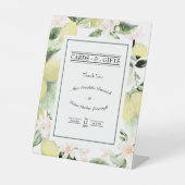 Lemon Floral White Wedding Cards und Geschenke Sockelschild (Vorderseite)