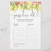 Lemon Floral Wie alt waren sie Braut Duschspiel (Vorderseite)