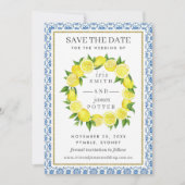 Lemon Foliage Mediterrane Save the Date Karte (Vorderseite)