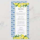 Lemon Foliage Mediterranean Wedding Menu Card Menükarte (Vorne/Hinten)