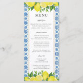 Lemon Foliage Mediterranean Wedding Menu Card Menükarte (Vorderseite)