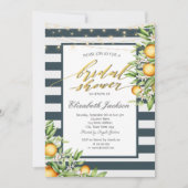 Lemon Frame Navy Blau Streifen Brautparty Einladung (Vorderseite)