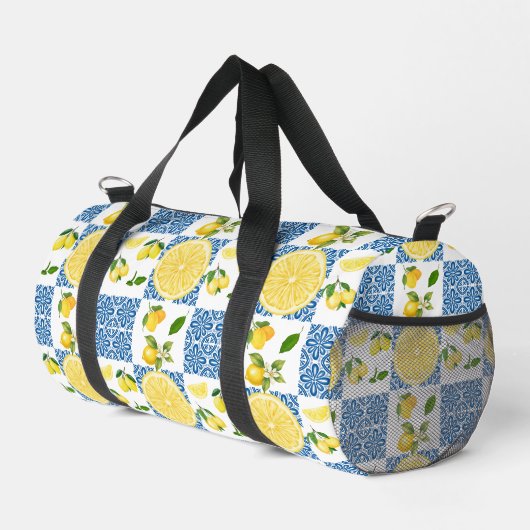 Lemon French Country Tile Elegant Modern Pattern Duffle Bag (Rechte Ecke)