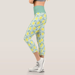 Lemon frische botanische Muster capri Leggings