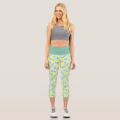 Lemon frische botanische Muster capri Leggings (Vorderseite)