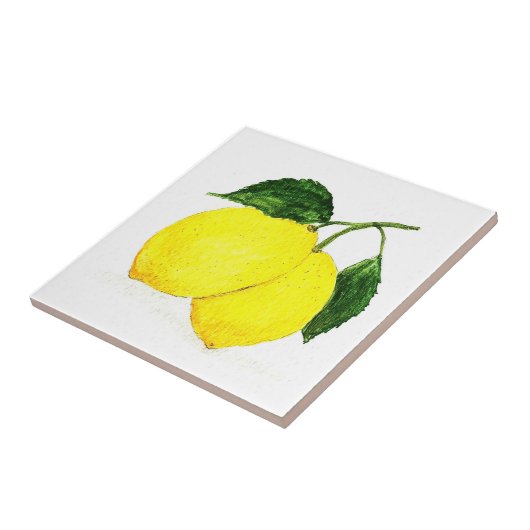Lemon frucht Aquarellküche Keramik Tile Fliese (Seite)