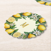 Lemon Frucht Blume Fresh Citrus Mit Monogramm Untersetzer (angewinkelt)