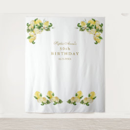 Lemon Frucht Blume Tropical Birthday Foto Stand Wandteppich