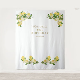 Lemon Frucht Blume Tropical Birthday Foto Stand Wandteppich