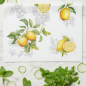 Lemon & Frucht Küchentuch Weiß Gelb Grau (Gefaltet)