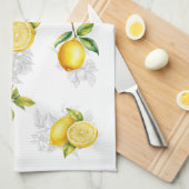 Lemon & Frucht Küchentuch Weiß Gelb Grau (Viertel Falte)