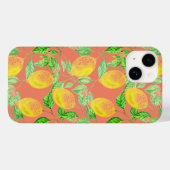 Lemon Fruchtmuster gelb pfirsichrosa Case-Mate iPhone Hülle (Rückseite (Horizontal))