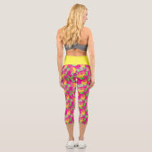 Lemon Fruchtmuster gelb pinkgrün Capri Leggings (Rückseite)