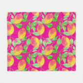 Lemon Fruchtmuster gelb pinkgrün Fleecedecke (Vorderseite (Horizontal))