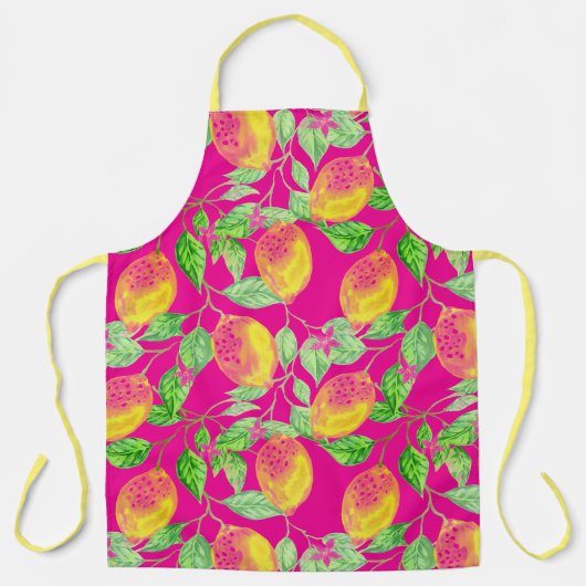Lemon Fruchtmuster gelb pinkgrün Schürze (Vorderseite)