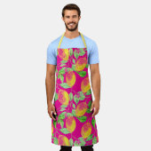 Lemon Fruchtmuster gelb pinkgrün Schürze (Getragen)