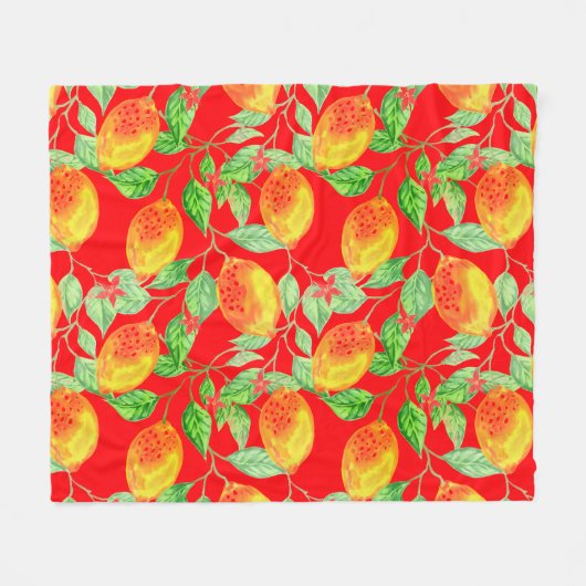 Lemon Fruchtmuster gelb rot grün Fleece leer (Vorderseite (Horizontal))
