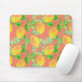 Lemon Fruchtmuster gelb und pfirsichrosa niedlich Mousepad (Mit Mouse)