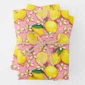 Lemon Fruit and Lemon Blossom Pink Geschenkpapier Set (Beispiel)