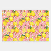 Lemon Fruit and Lemon Blossom Pink Geschenkpapier Set (Vorderseite)