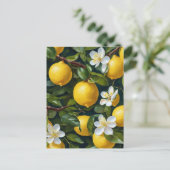 Lemon Fruit Blossom Kunstmalerei Postkarte (Stehend Vorderseite)