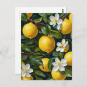 Lemon Fruit Blossom Kunstmalerei Postkarte (Vorne/Hinten)