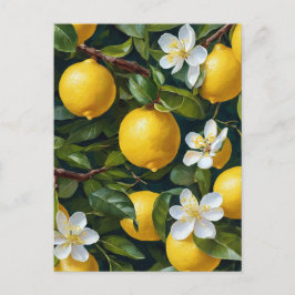 Lemon Fruit Blossom Kunstmalerei Postkarte