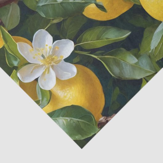 Lemon Fruit Blossom Kunstmalerei Seidenpapier (Detail)