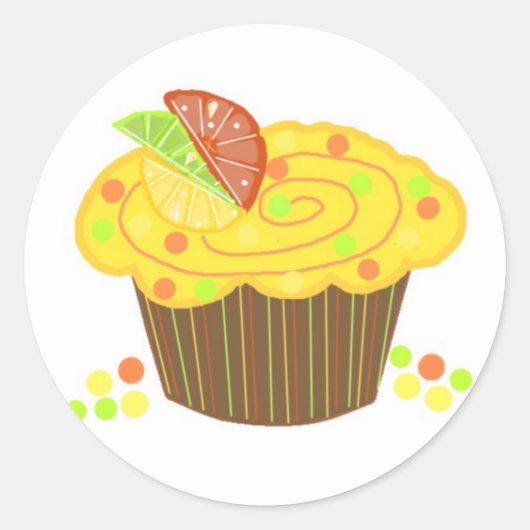 Lemon Fruit Cupcake Runder Aufkleber (Vorderseite)