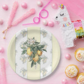 Lemon Fruit | Gelb/Weiß gestrichen Pappteller (Party)