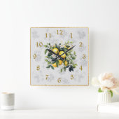 Lemon & Fruit Kitchen Wall Clock Gray 2024 Quadratische Wanduhr (Zuhause)