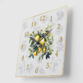 Lemon & Fruit Kitchen Wall Clock Gray 2024 Quadratische Wanduhr (Winkel)