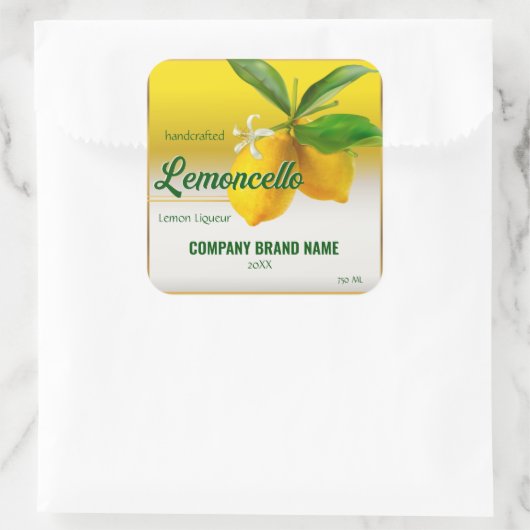 Lemon Fruit Lemoncello Quadratischer Aufkleber (Tasche)