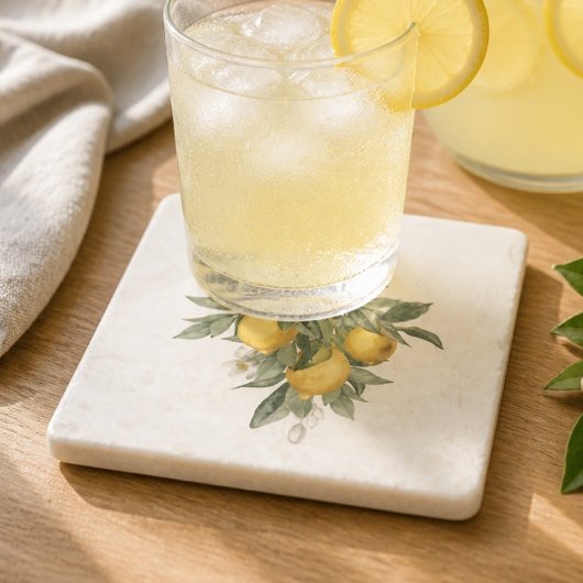 Lemon Fruit Marble Stone Untersetzer