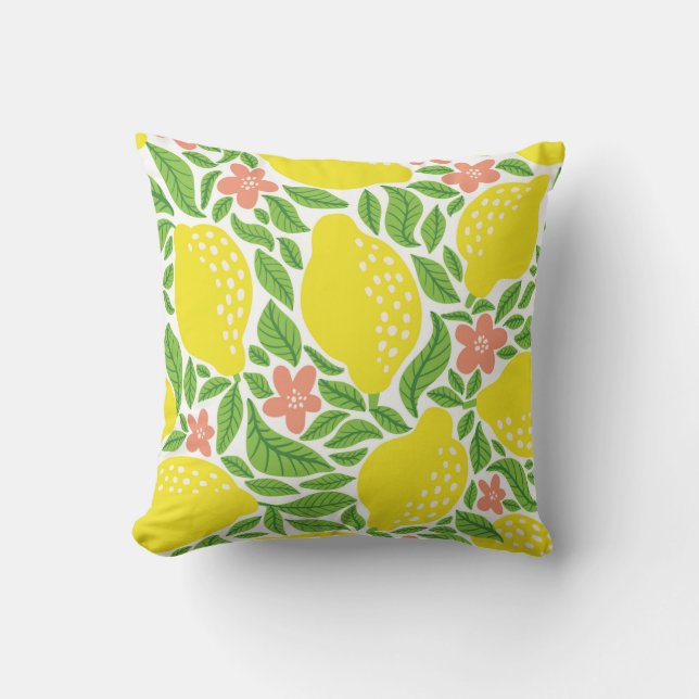 Lemon fruit pattern. Seamless summer citrus patter Kissen (Vorderseite)