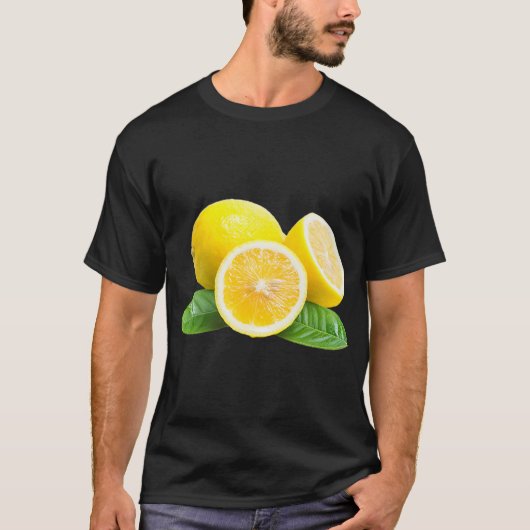 Lemon Fruit Print auf einem gelben Lemon Graphic P T-Shirt (Vorderseite)