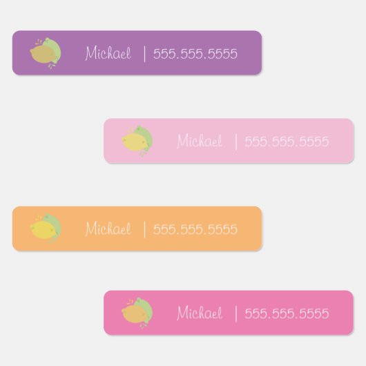 Lemon Fruit School Class Lunch Name Number Labels Etiketten (Gruppe)