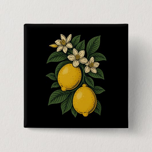 Lemon Fruit Vintag Art Lemon Farm Button (Vorderseite)