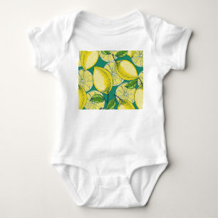 Lemon Fruit Vintag Nahtlose Illustration Baby Strampler