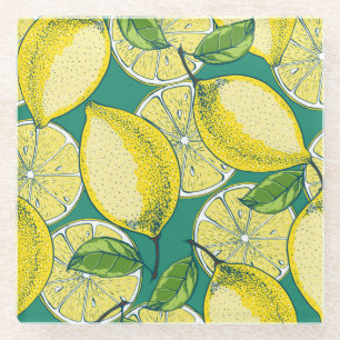 Lemon Fruit Vintag Nahtlose Illustration Glasuntersetzer
