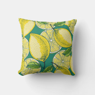 Lemon Fruit Vintag Nahtlose Illustration Kissen